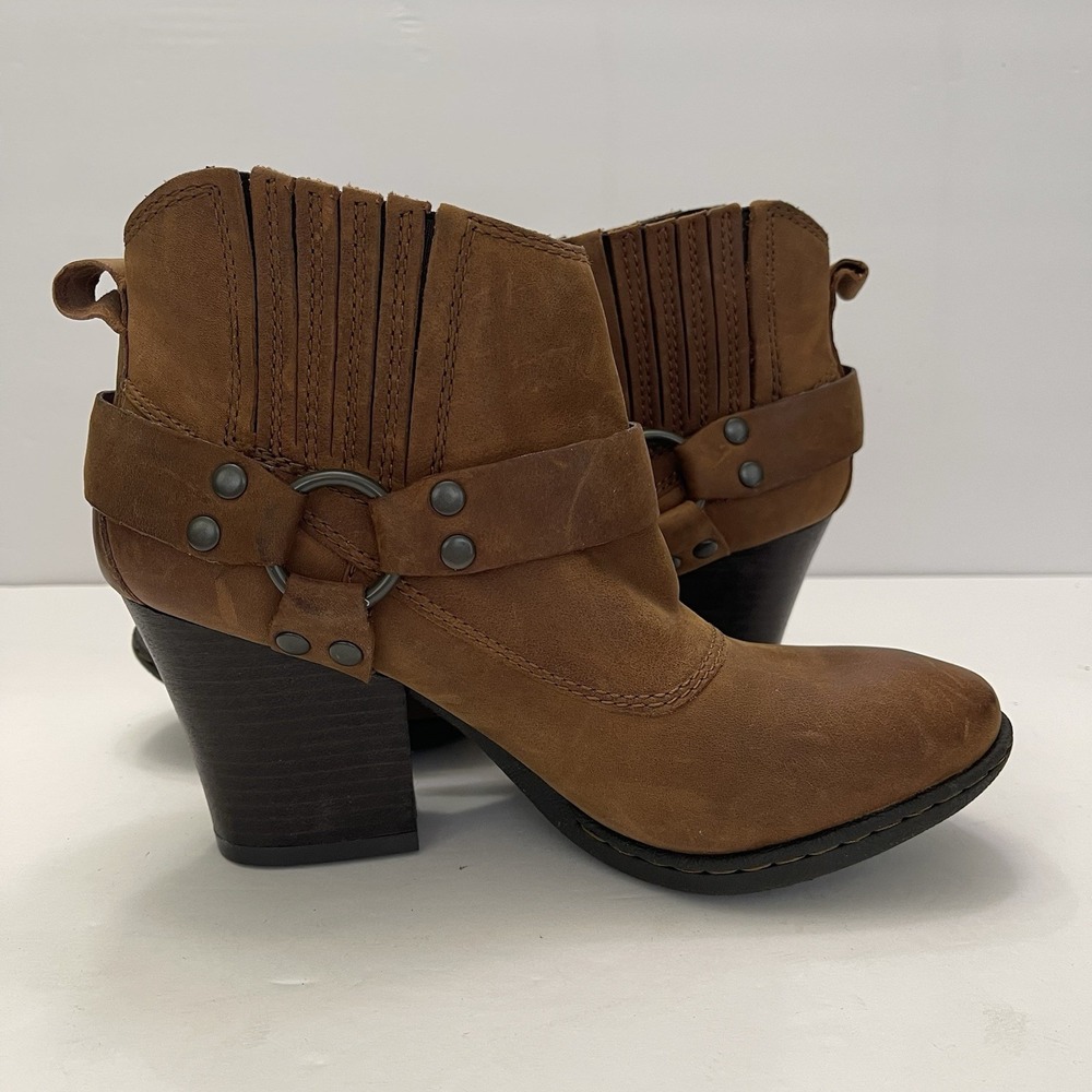 Born Concept B.O.C Ankle Boot Leather Harness T-Strap Womens 6M Western - Picture 5 of 11